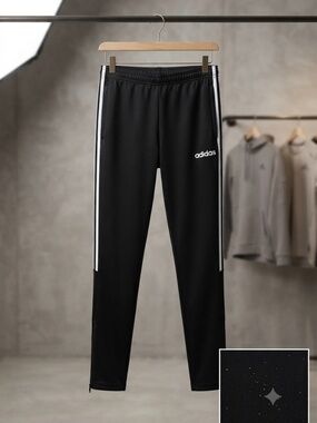 Adidas Black 3-Stripe Track Pants Size Medium Side Zip Ankle Athletic unisex